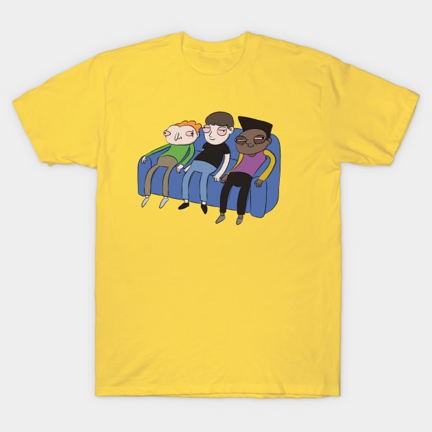 Funny 3 Stoner Guys Chillin' on the Couch T-Shirt by ahstud 